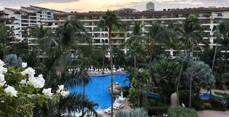 Mexican resort pool area in Puerto Vallarta