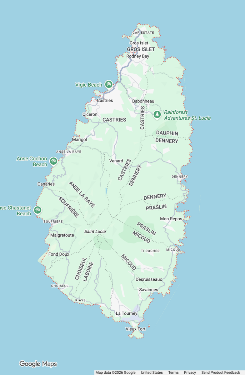 Google Map St Lucia island